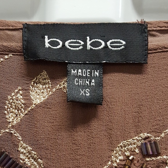 100% Silk Taupe Beaded Bebe Skirt - Picture 4 of 5